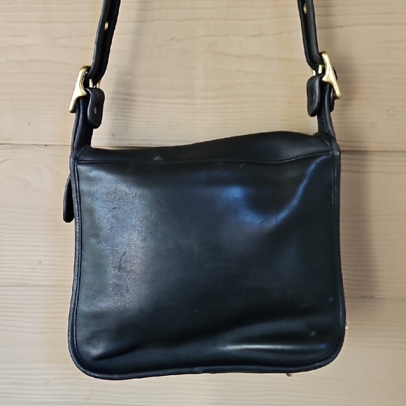 Vintage Coach Stewardess Midnight Black Leather Shoulder Bag - Picture 8 of 17
